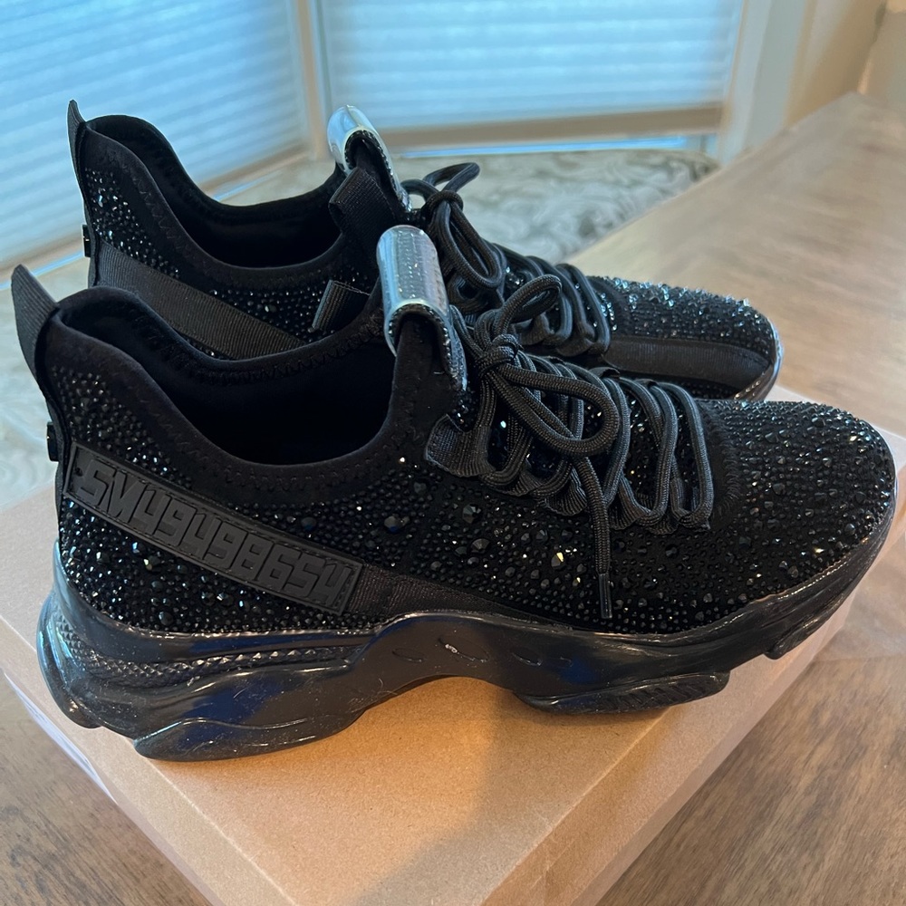 Black rhinestone sparkle Steve Madden Maxima-R trainers - size 11 NEVER WORN